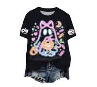Halloween Top Women Pumpkin Ghost Witch Spider Graphic Tee Ladies Spooky Costume Crew Neck Tops Soft Breathable Tshirt Comfy Fit Cute Autumn Festive Funny Party Clothes