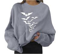 Halloween Top Wowomen Women's Boating Sweatshirts, Autumn Winter Printing Crewneck Large Size Horrible Bat Pumpkin Elegant Long Sleeves Fashion Round Collar Gothic Ghost Sweaters Outdoor Casual