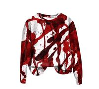 Halloween Top Wowomen Women's Boating Sweatshirts, Elegant Printing Autumn Winter Round Collar Horrible Warmth Bat Pumpkin Crewneck Loose Large Size Gothic Long Sleeves Sweaters Indoor Casual
