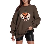 Halloween Top Wowomen Womens Sweatshirts with No Hood, Autumn Winter Long Sleeves Fashion Gothic Horrible Large Size Round Collar Ghost Loose Elegant Bat Pumpkin Crewneck Sweaters Outdoor Indoor