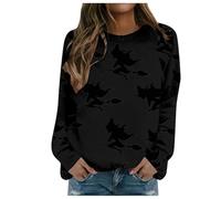 Halloween Tops for Women Crewneck Sweatshirt, Soft Oversize Jumpers, Autumn Printed Jumper, Slouchy Casual Sweatshirts Lightweight Long Sleeve Clothes Shirts Fit Costumes Ghost Plus Size Pullover