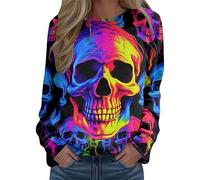Halloween Tops for Women Oversize Sweatshirt, Casual Jumpers, Goth Crewneck Tops, Ghost Plus Size Costumes Slouchy Sweatshirts Shirts Lightweight Pullover Pumpkin Loose