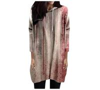 Halloween Tops for Women Plus Size Women's Bloody Print Long Sleeve Hoodie T Shirt Top Large Shirts