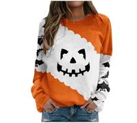 Halloween Tops for Women Printed Sweatshirt, Lightweight Oversize Tops, Goth Jumpers, Casual Ghost Slouchy Fit Sweatshirts Shirts Pumpkin Pullover Long Sleeve Crewneck Costumes