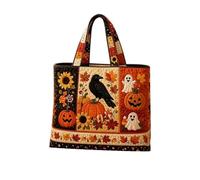 Halloween Tote Bag 2026 Cute Trick Or Treat Boo Bags | Shoulder Strap Padded Pumpkin Cats Witch Novelty Print Reusable Handbag