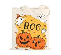 Halloween Tote Bags for Kids, Halloween Canvas Bags for Candy Trick or Treat, Reusable Grocery Tote Trendy Gifts for Women Spooky, Boo Basket Stuffers Large Bucket for Kid Pumpkin Ghost Decor for Home