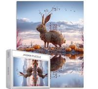 Halloween Totem Rabbit 1000 Piece Jigsaw Puzzles for Adults Holiday Fairy Tale Art Jigsaw Puzzle Challenging Family Activity Games Colorful DIY Craft Puzzle for Home Decor Gifts 20×27 Inches