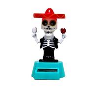Halloween Toy for Adult Sun Powered Halloween Doll Novelty For Desk Gifting Solar Figure With Motion Light Sound Dancing Skeleton Decorative Car (A)