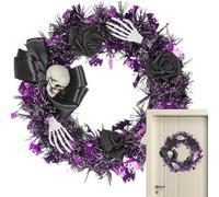Halloween Toy Halloween Wreath Gothic Wreath Skeleton Hand Design Roses Great For Holiday Parties Front Doors Wall Displays Pumpkins (A, 35x35x6cm)