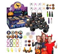 Halloween Toys - Odorless Reusable Interactive Games Set, Halloween Partys Bag Fillers, Partys Favours For Kids Mini Witch Cauldrons Spider Web Skeleton Hand Prizes For Daycare Activities