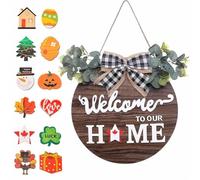 Halloween Toys Seasonal Interchangeable Welcome Sign For Front Door Welcome To Our Home Sign With Holiday For Farmhouse Front Porch And Housewarming GhostDecorations(A,30x1)