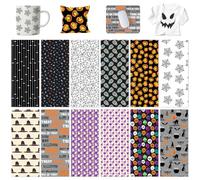 Halloween Transfer Ink Sheets, Transfer Paper Sublimation for Mug Press, 12 pcs 4.5"x12" Pre-Inked Sublimation Paper for T-Shirts Cup Coasters Mug