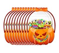 Halloween Transparent Pumpkin Bags | Resealable 10 Pieces Halloween Candy Bags | Decoration for Event Party School Holidays | For Sweets Small Items