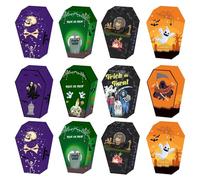 Halloween Treat Boxes, Pack of 12 Paper Candy Boxes, Colourful Snack Boxes with Ghost Motifs, Ideal for Children's Parties, Party Bags, Festival or Buffet