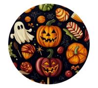 Halloween Treats Sweets Candies Lollipop Small Round Mouse Pad, Anti-Slip Rubber Computer Mousepad for Office Home Gaming Laptop, 10 x 10 Inch