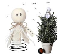Halloween Tree Ornaments, Spooky Halloween Crow Mini Tree Topper, Black Crows White Ghosts Ornaments For Tree, Miniature Christmas Treetops Ornament for Party Supplies