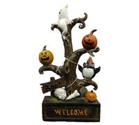 Halloween Tree Statue - Halloween Decoration Tree Shaped Statue - Light up Resin Scene Prop Collectible Ornaments for Teens Kids Adults Friends Family Neighbors