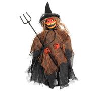 Halloween Tree Topper, Halloween Witch Tree Topper with Hat, Skirt and Flying Broom 10.2 Inch Witch Decor with Conical Base for Desktop, Treetop, Fireplace.
