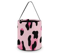 Halloween Trick Or Treat Bag Durable, Pink Leopard Candy Tote Bag Reusable Gift Bags for Party