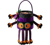Halloween Trick or Treat Bag, Purple Spider Plush Candy Tote Bucket Multipurpose Portable Collapsible Reusable Goody Bucket - Best Halloween Party Choice
