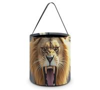 Halloween Trick Or Treat Bag with Handle Candy Bag Reusable Party Favor Bag | Angry Roaring Lion Halloween Bucket Foldable Goodie Candy Gift Bags for Party Favor Supplies