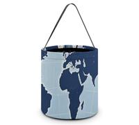 Halloween Trick Or Treat Bag with Handle Candy Bag Reusable Party Favor Bag | Blue Map of The World Halloween Bucket Foldable Goodie Candy Gift Bags for Party Favor Supplies
