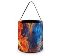 Halloween Trick Or Treat Bag with Handle Candy Bag Reusable Party Favor Bag | Fire And Water Heart Halloween Bucket Foldable Goodie Candy Gift Bags for Party Favor Supplies