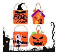 Halloween Trick or Treat Bags - Pumpkin Ghost Bat Witch Hat Snack Bag - Spooky Cute Felt Reusable Goodie Tote Bucket for Classroom Party Favors Candy Snack Chocolate Storage Halloween Kids