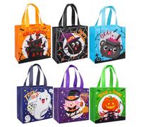 Halloween Trick or Treat Bags - Reusable Non-Woven Tote With Handles for Gifts, Party Supplies and Decoration, 22 x 23 x 11cm (6pcs)