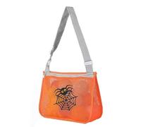 Halloween Trick or Treat Bags,Unisex Cartoon Beach Bag,Mesh Fabric Toy Storage Bag,Hollow Single-Shoulder Bag,Shell Storage Bag for Kids (07-Spider Webs)