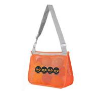 Halloween Trick or Treat Bags,Unisex Cartoon Beach Bag,Mesh Fabric Toy Storage Bag,Hollow Single-Shoulder Bag,Shell Storage Bag (04-Lined-Up Skeletons)