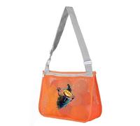 Halloween Trick or Treat Bags,Unisex Cartoon Beach Bag,Mesh Fabric Toy Storage Bag,Hollow Single-Shoulder Bag,Shell Storage Bag for Kids (02-Ghost)