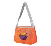 Halloween Trick or Treat Bags,Unisex Cartoon Beach Bag,Mesh Fabric Toy Storage Bag,Hollow Single-Shoulder Bag,Shell Storage Bag for Kids (08-Cooking Pots)