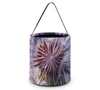Halloween Trick Or Treat Basket with Handle, Botany Dandelion Purple Candy Bucket Foldable Reusable Gift Bags for Party, Wedding Supplies