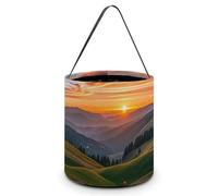 Halloween Trick Or Treat Basket with Handle, Cloud Garden at Sunset Candy Bucket Foldable Reusable Gift Bags for Party, Wedding Supplies