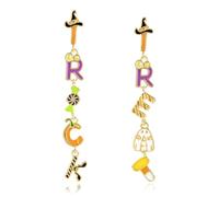 Halloween Trick or Treat BOO Stud Earrings for Women, Candy Corn Ghost Jack-o'-Lantern Wizard Hat Pumpkin Bat Ghost Dangle Earrings, Costume Party Jewelry Gifts for Spooky Season Celebrations, Brass