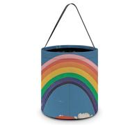 Halloween Trick Or Treat Bucket, Reusable Candy Bag - Foldable Design, Beautiful World Rainbow Trick Or Treat Bag for Parties, Gift Giving & Holiday