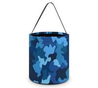 Halloween Trick Or Treat Bucket, Reusable Candy Bag - Foldable Design, Blue Camo Trick Or Treat Bag for Parties, Gift Giving & Holiday