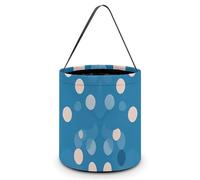 Halloween Trick Or Treat Bucket, Reusable Candy Bag - Foldable Design, Blue Polka Dot Pattern Trick Or Treat Bag for Parties, Gift Giving & Holiday
