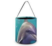 Halloween Trick Or Treat Bucket, Reusable Candy Bag - Foldable Design, Cute Sea Animal Dolphin Trick Or Treat Bag for Parties, Gift Giving & Holiday