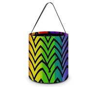Halloween Trick Or Treat Bucket, Reusable Candy Bag - Foldable Design, Gay Pride Rainbow Pattern Trick Or Treat Bag for Parties, Gift Giving & Holiday
