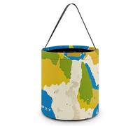 Halloween Trick Or Treat Bucket, Reusable Candy Bag - Foldable Design, Greece Map Print Trick Or Treat Bag for Parties, Gift Giving & Holiday