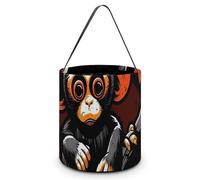 Halloween Trick Or Treat Bucket, Reusable Candy Bag - Foldable Design, Monkey on Red Branch Trick Or Treat Bag for Parties, Gift Giving & Holiday