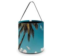 Halloween Trick Or Treat Bucket, Reusable Candy Bag - Foldable Design, Palm Tree Hawaii Beach Trick Or Treat Bag for Parties, Gift Giving & Holiday
