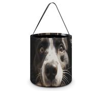 Halloween Trick Or Treat Bucket, Reusable Candy Bag - Foldable Design, Pastor Border Collie Trick Or Treat Bag for Parties, Gift Giving & Holiday
