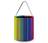 Halloween Trick Or Treat Bucket, Reusable Candy Bag - Foldable Design, Rainbow Striped Trick Or Treat Bag for Parties, Gift Giving & Holiday