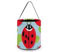 Halloween Trick Or Treat Bucket, Reusable Candy Bag - Foldable Design, Red Ladybug Pattern Trick Or Treat Bag for Parties, Gift Giving & Holiday