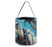 Halloween Trick Or Treat Bucket, Reusable Candy Bag - Foldable Design, Sea Turtle Boho Style Trick Or Treat Bag for Parties, Gift Giving & Holiday