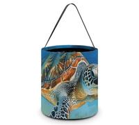 Halloween Trick Or Treat Bucket, Reusable Candy Bag - Foldable Design, Sea Turtle Trick Or Treat Bag for Parties, Gift Giving & Holiday