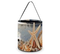 Halloween Trick Or Treat Bucket, Reusable Candy Bag - Foldable Design, Seashells on The Beach Trick Or Treat Bag for Parties, Gift Giving & Holiday